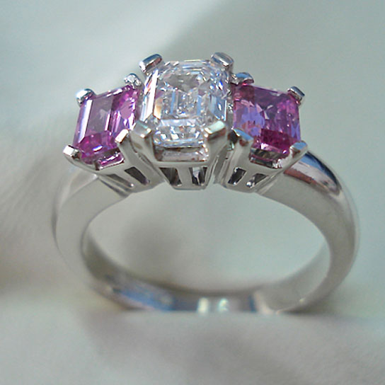DIAMOND AND PINK SAPPHIRE ENGAGEMENT RING
